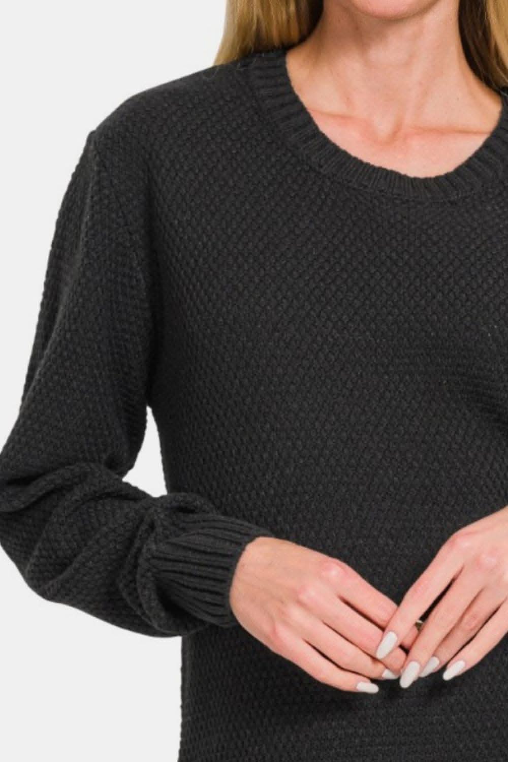 Zenana cozy curved hem sweater