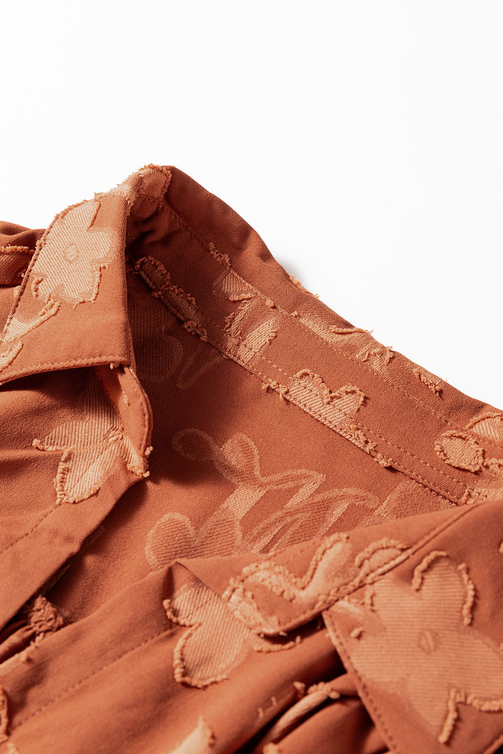 Premium Cinnamon Plus Size Textured 3D Flower Dress Ruffle Hem Long