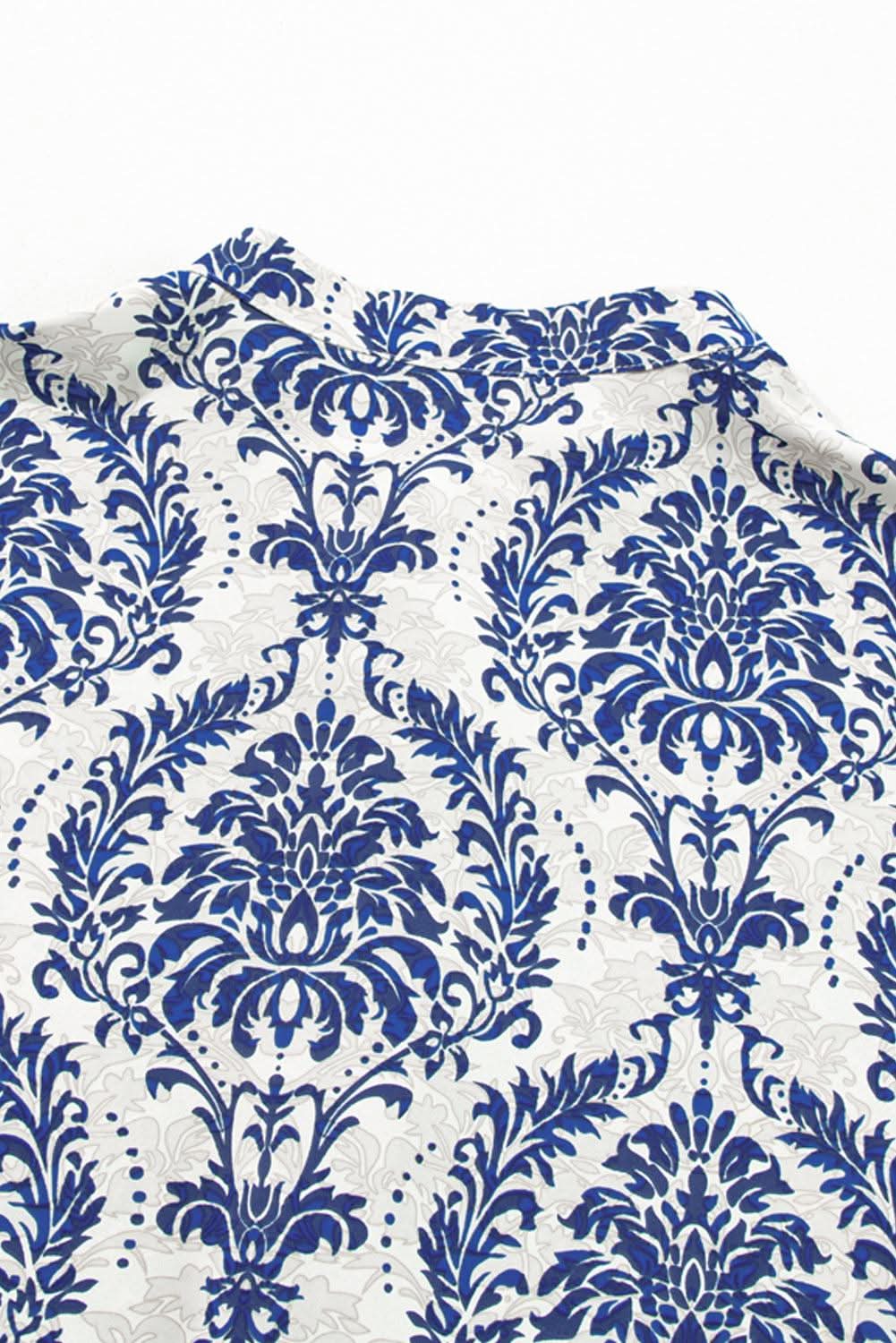 Sky blue tribal print plus shirt