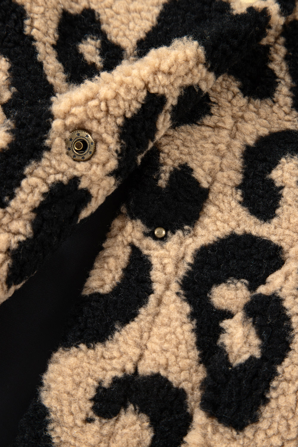 Premium Khaki Leopard Sherpa Button Front Plus Size Vest Jacket