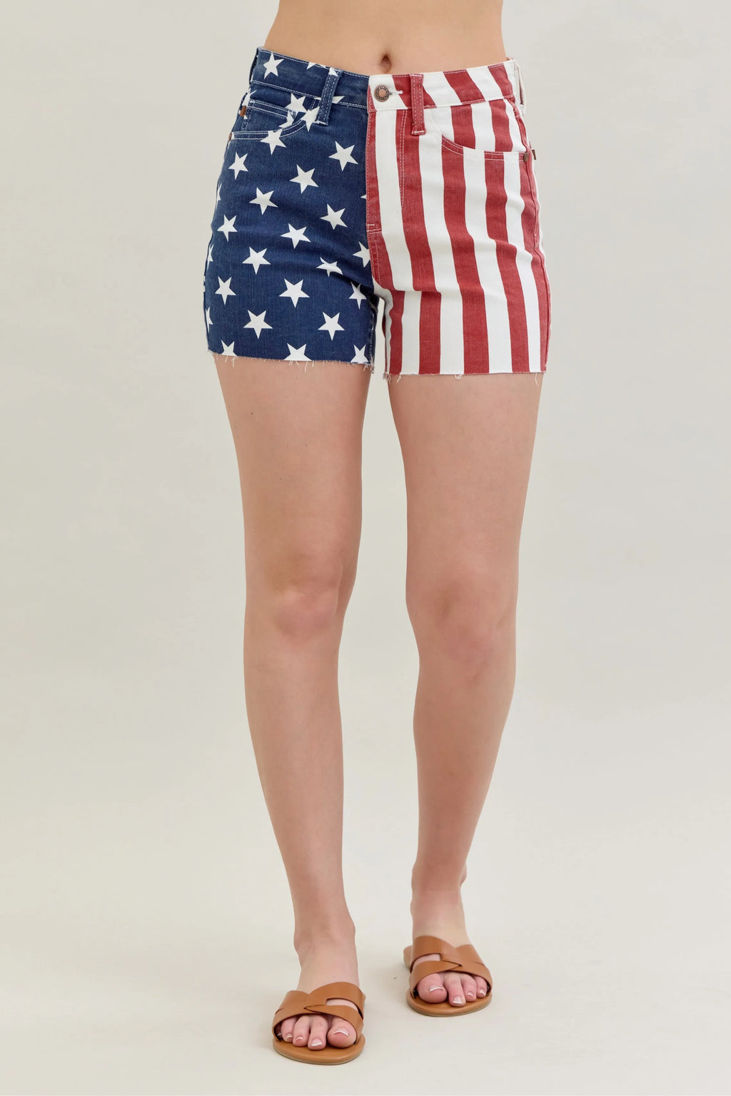 Judy Blue American Flag High Waist Fray Shorts Plus Size