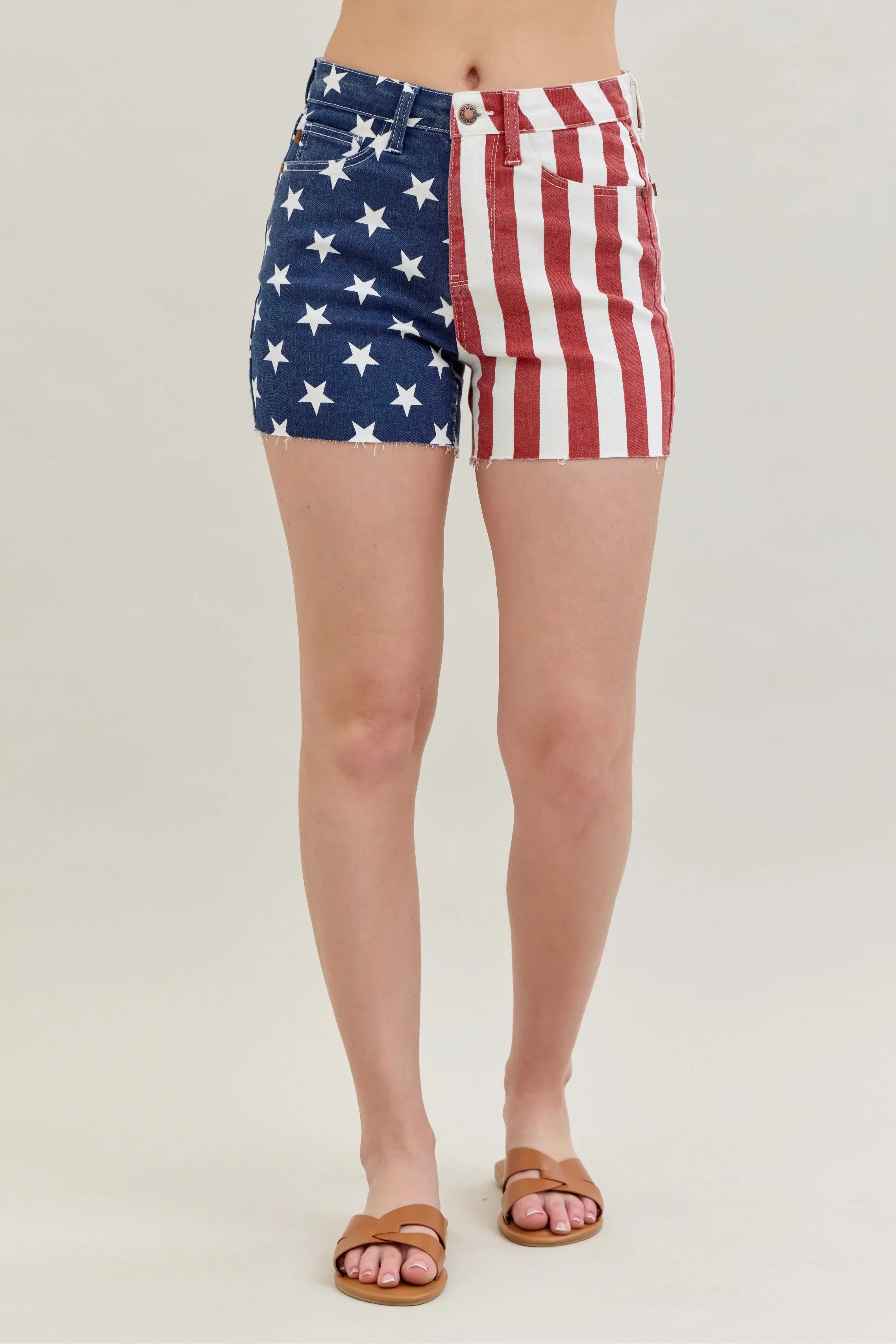 Judy Blue American Flag High Waist Fray Shorts Plus Size