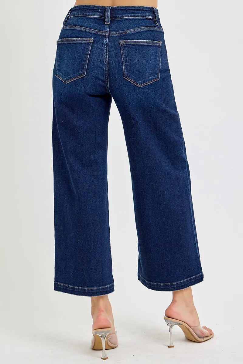 RISEN High Rise Crop Wide Jeans