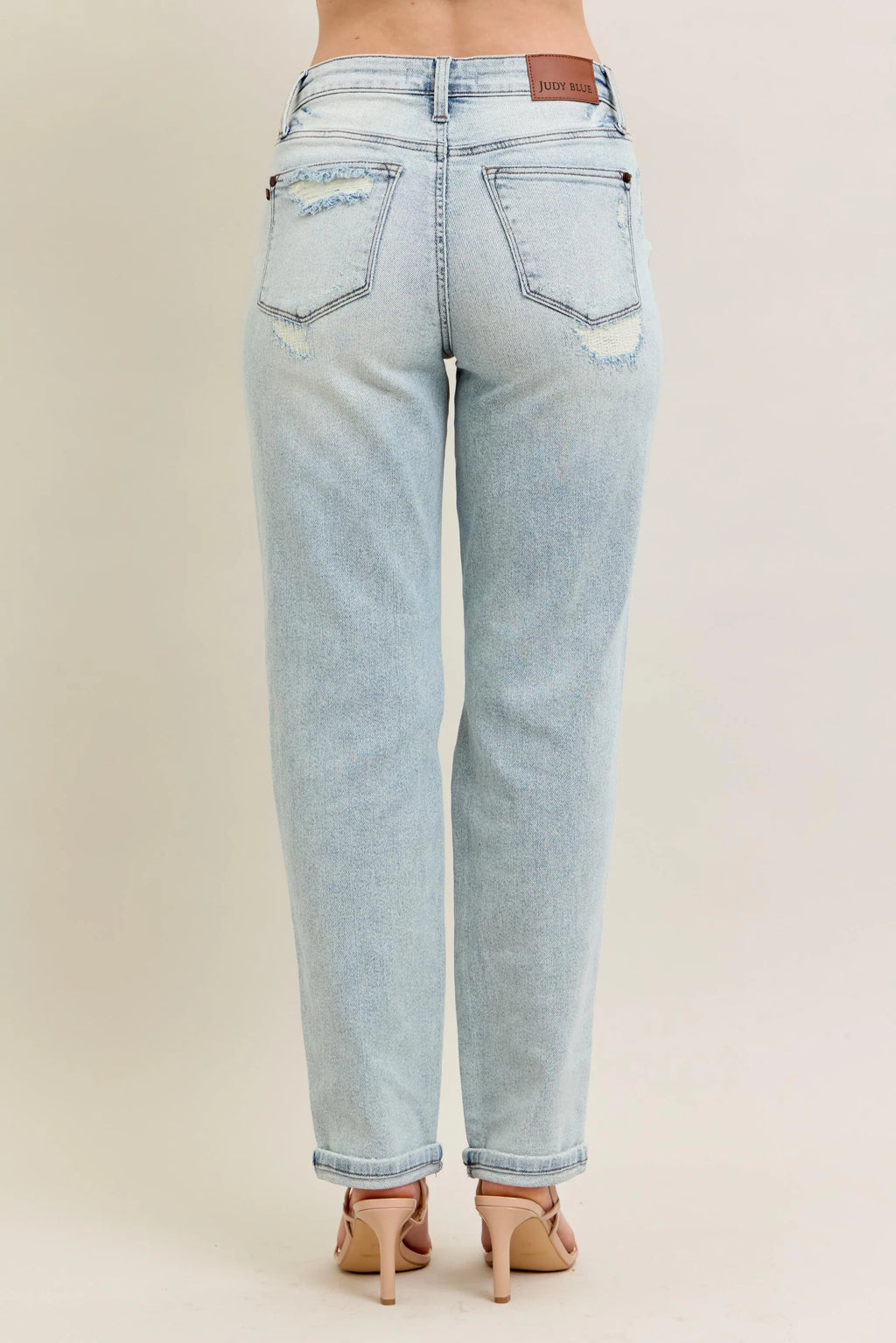 Judy Blue Plus Size Full Size Mr Repair Stitch Detail Destroyed Boyfriend Jeans