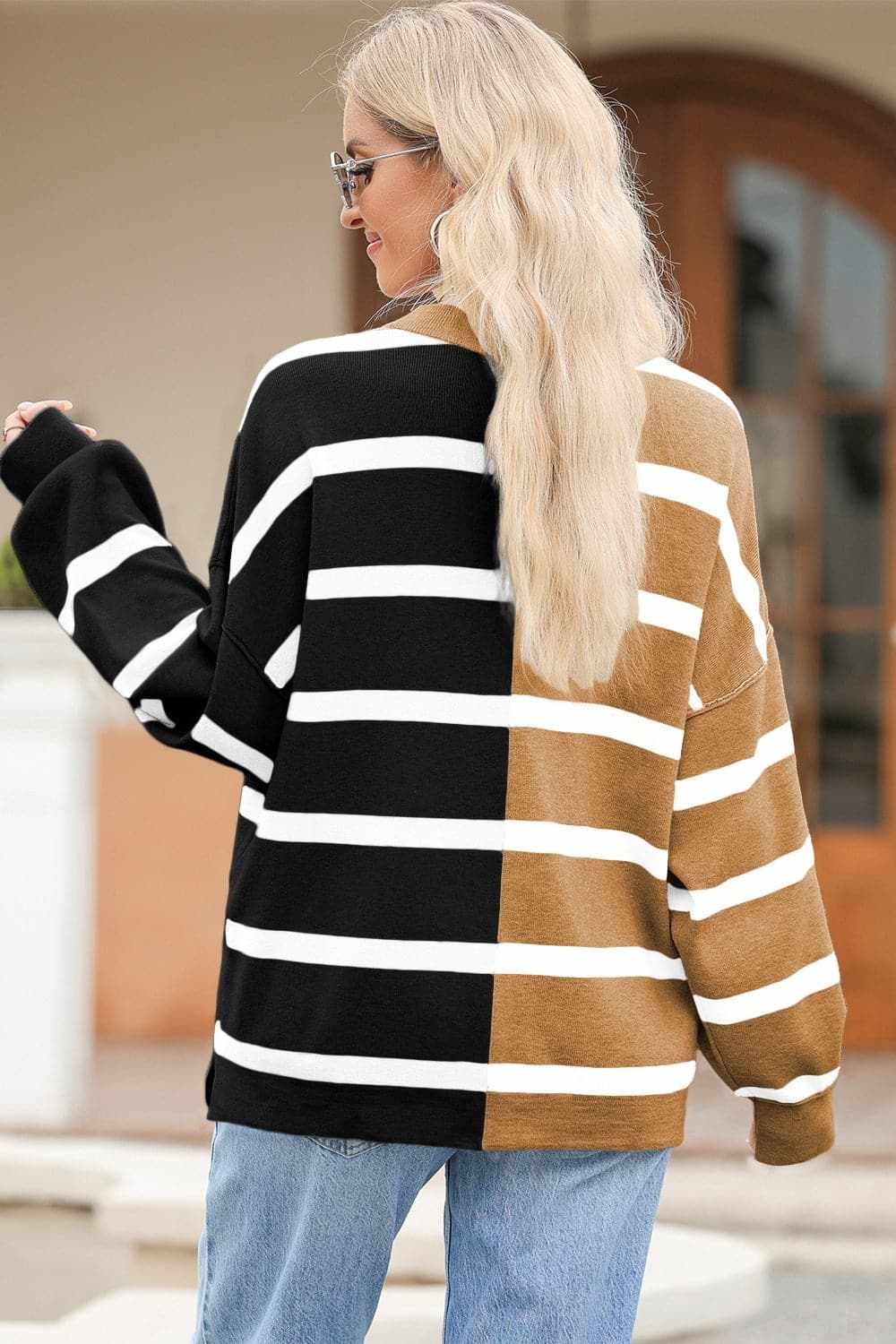Chic striped long sleeve top