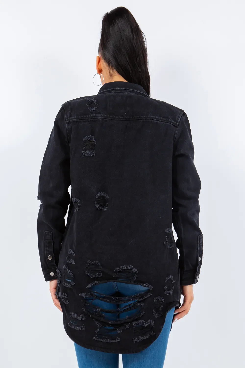 Trendsi American Bazi Denim Jacket - Black - Small
