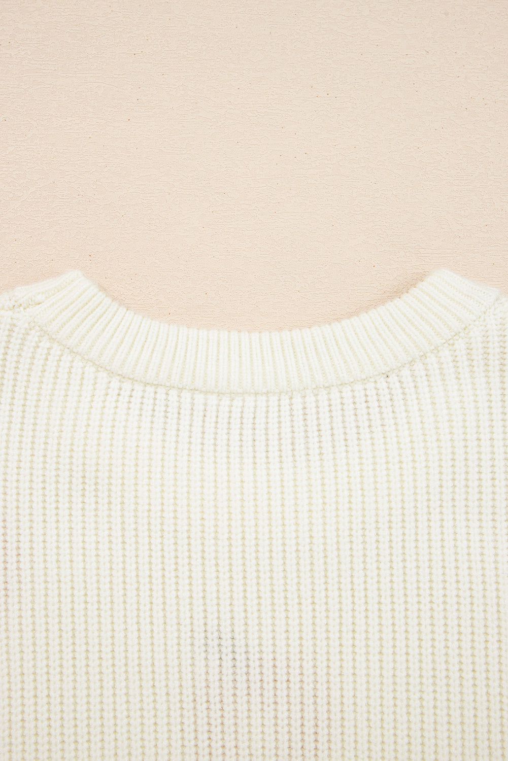 Beige Pumpkin Embroidered Ribbed Thanksgiving Sweater