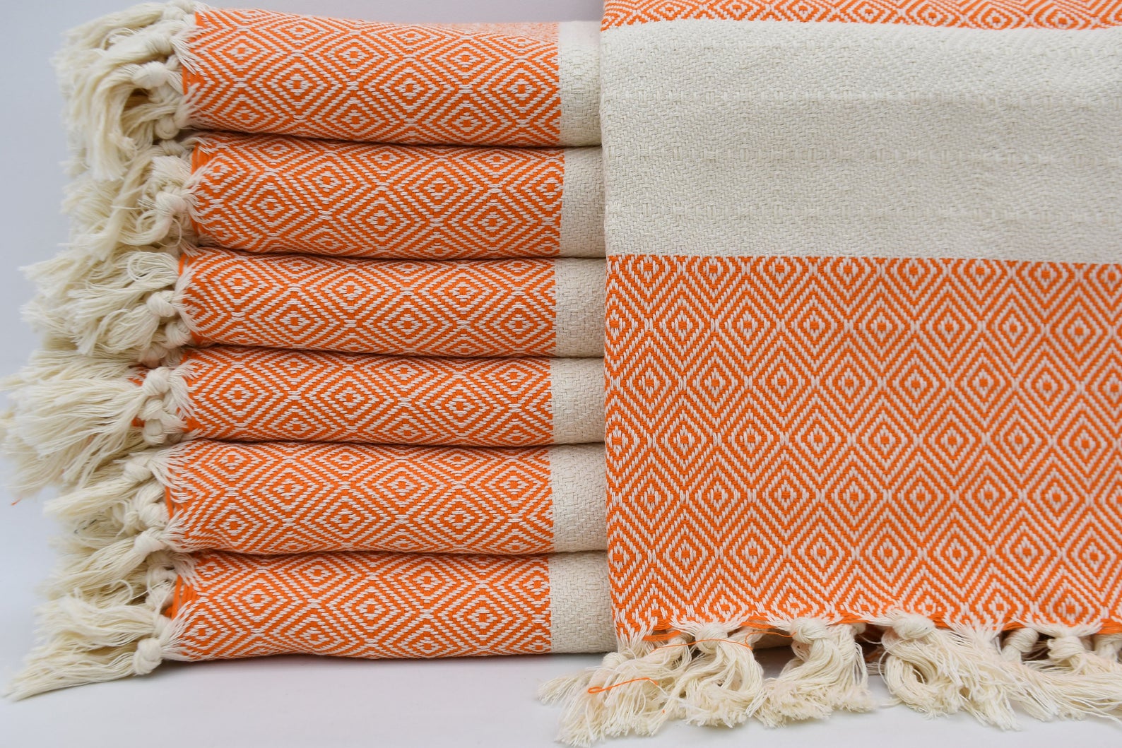 Basiclayersca Venice Orange Turkish Towel 100 Percent Cotton 40 Inch by 70 Inch Quick Dry Sand Resistant Eco Friendly Beach Bath Blanket - Premium Quality General | Fast Shipping & Returns