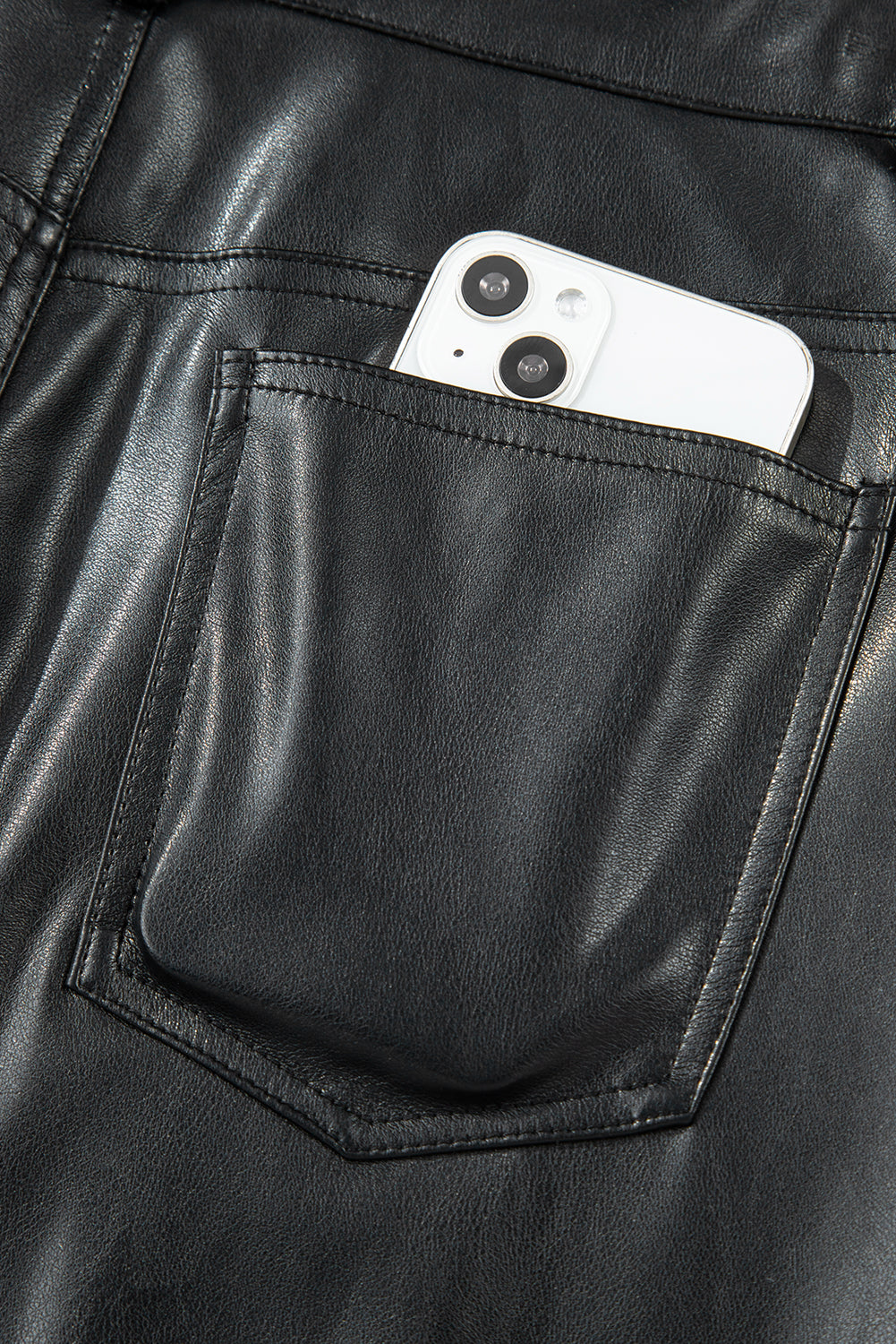 Black Faux Leather Side Slit Maxi Skirt For Evening Wear