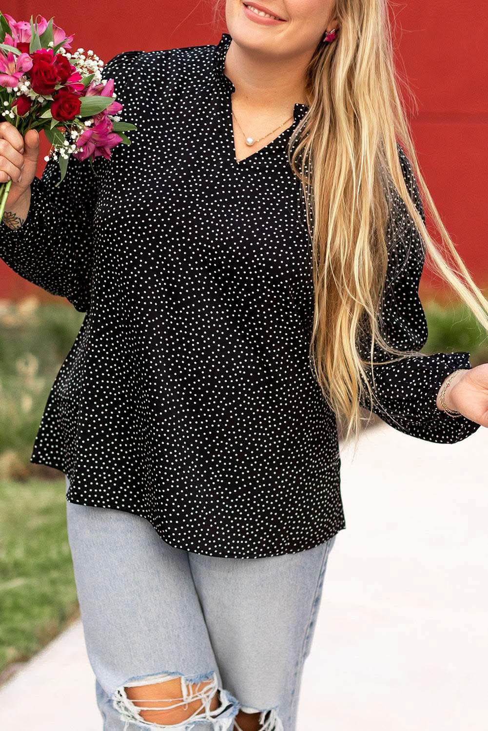 Black leopard print blouse - plus size