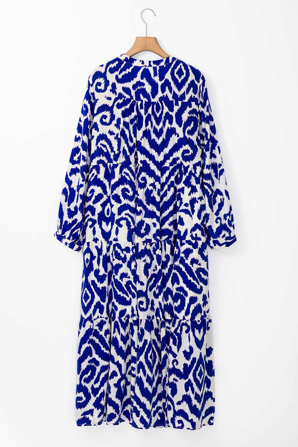 Blue Western Abstract Geometric Printed Maxi Dress
