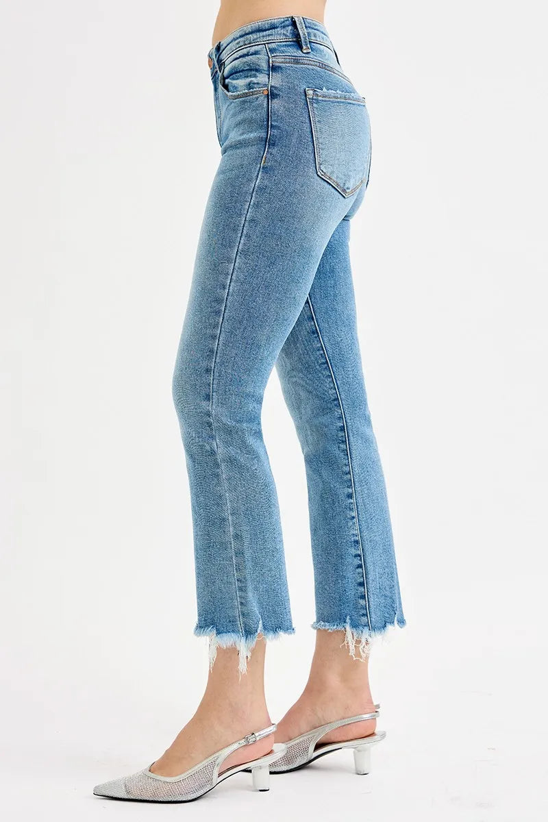 RISEN Full Size High Rise Crop Straight Slim Jeans Plus Size