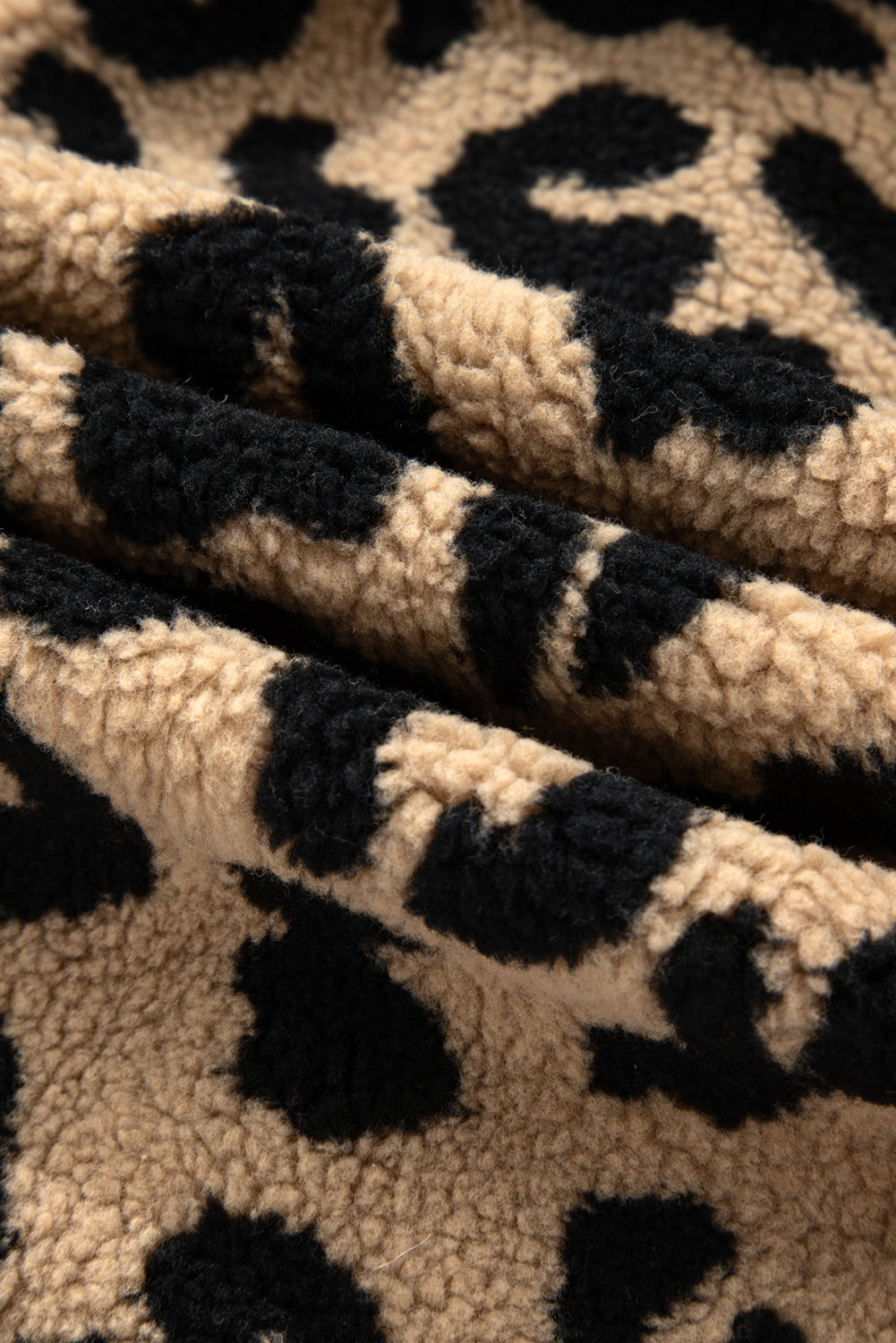 Premium Khaki Leopard Sherpa Button Front Plus Size Vest Jacket