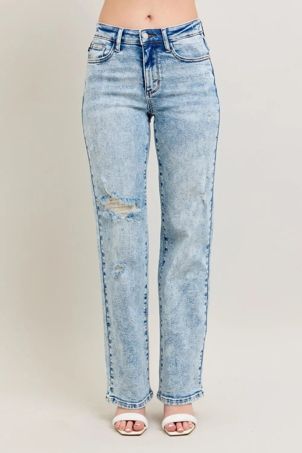 Judy Blue Mineral Wash Destroyed 90s Straight Jeans