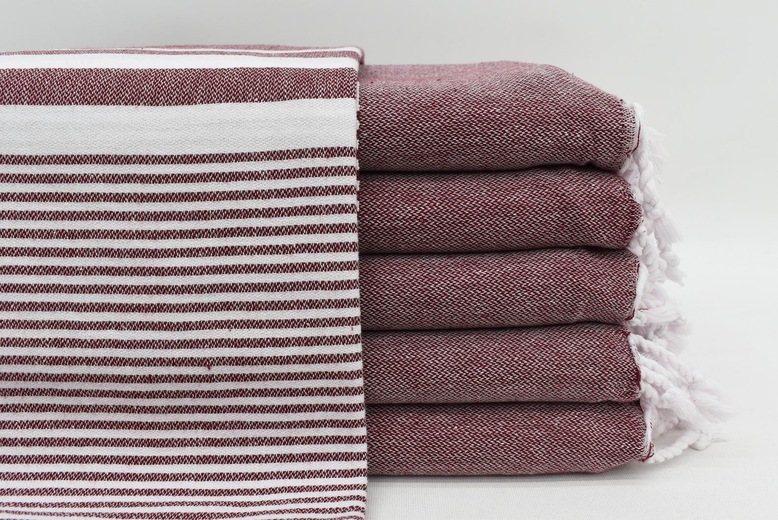 Basiclayersca Burgundy Monte Carlo Turkish Towel 40 Inch by