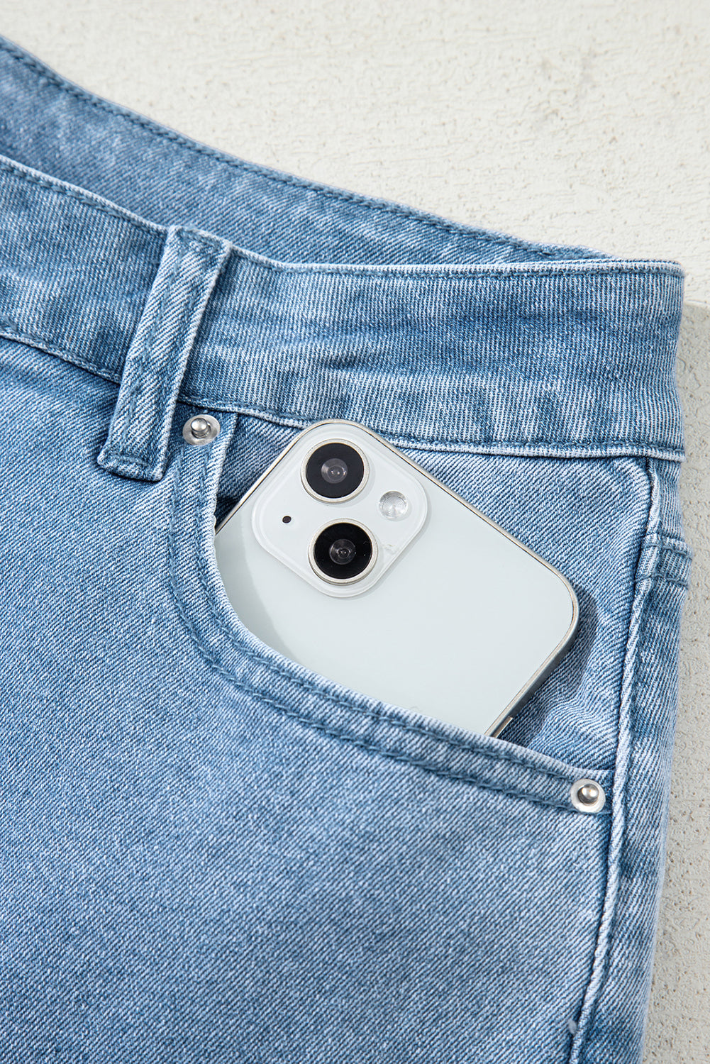 Myosotis Acid Washed High Rise Cropped Wide Leg Jeans