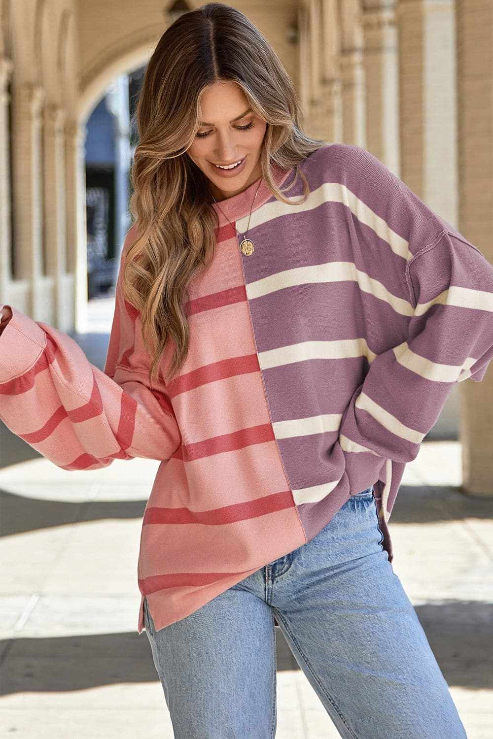 Chic striped long sleeve top