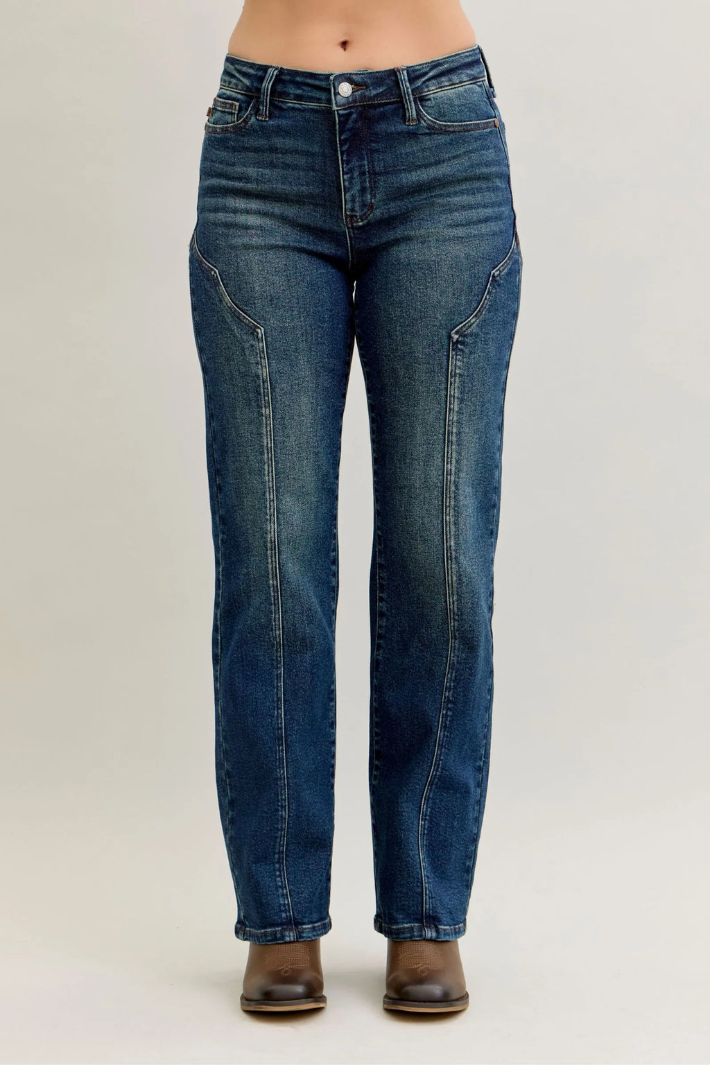 Judy Blue Plus Size High Waisted Straight Jeans Seam Detail