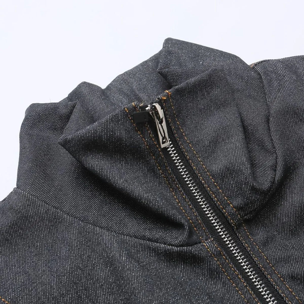 Men's Washed Zip Up Denim Jacket