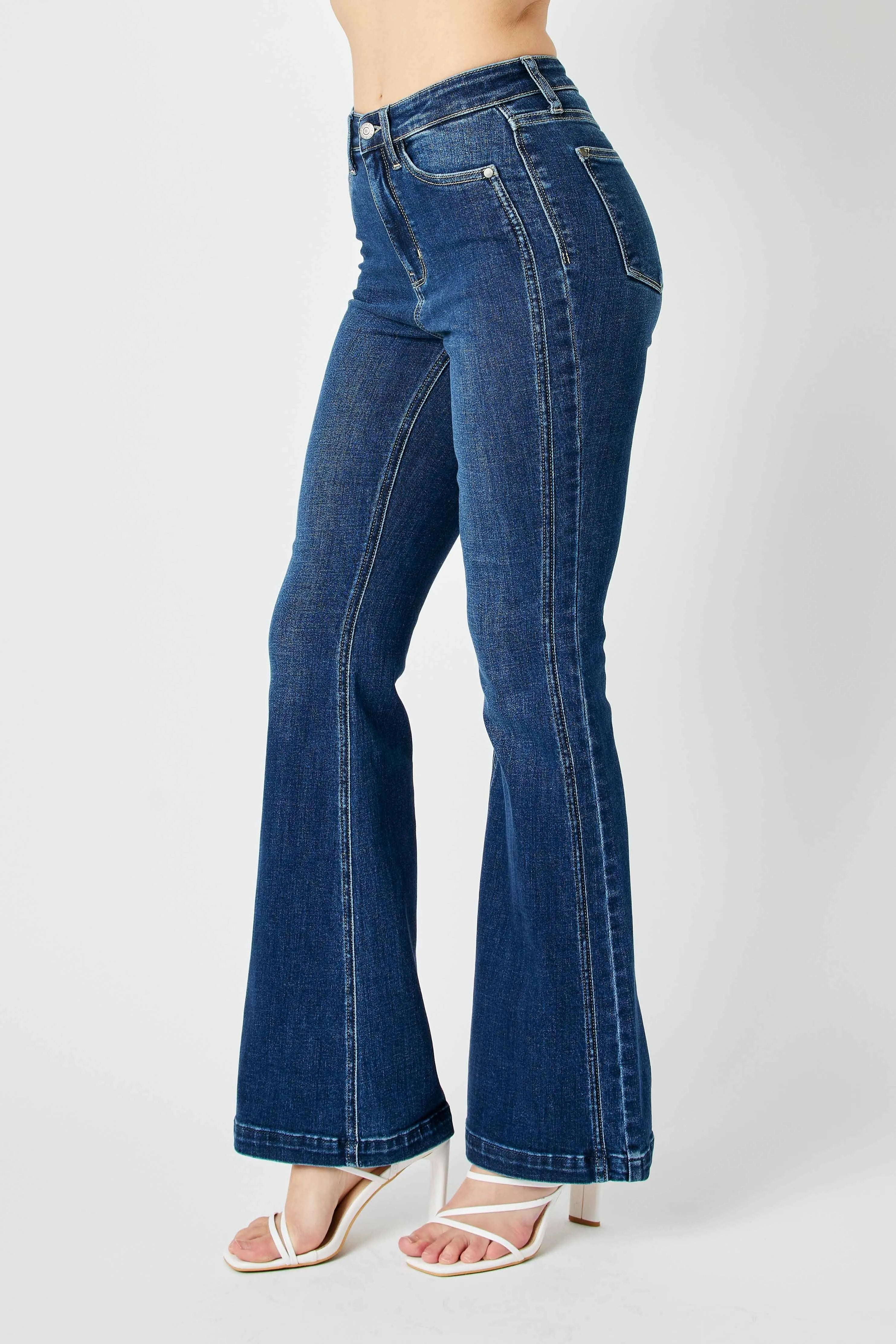 Judy Blue High Waist Flare Jeans Plus Size Angled Side Seam
