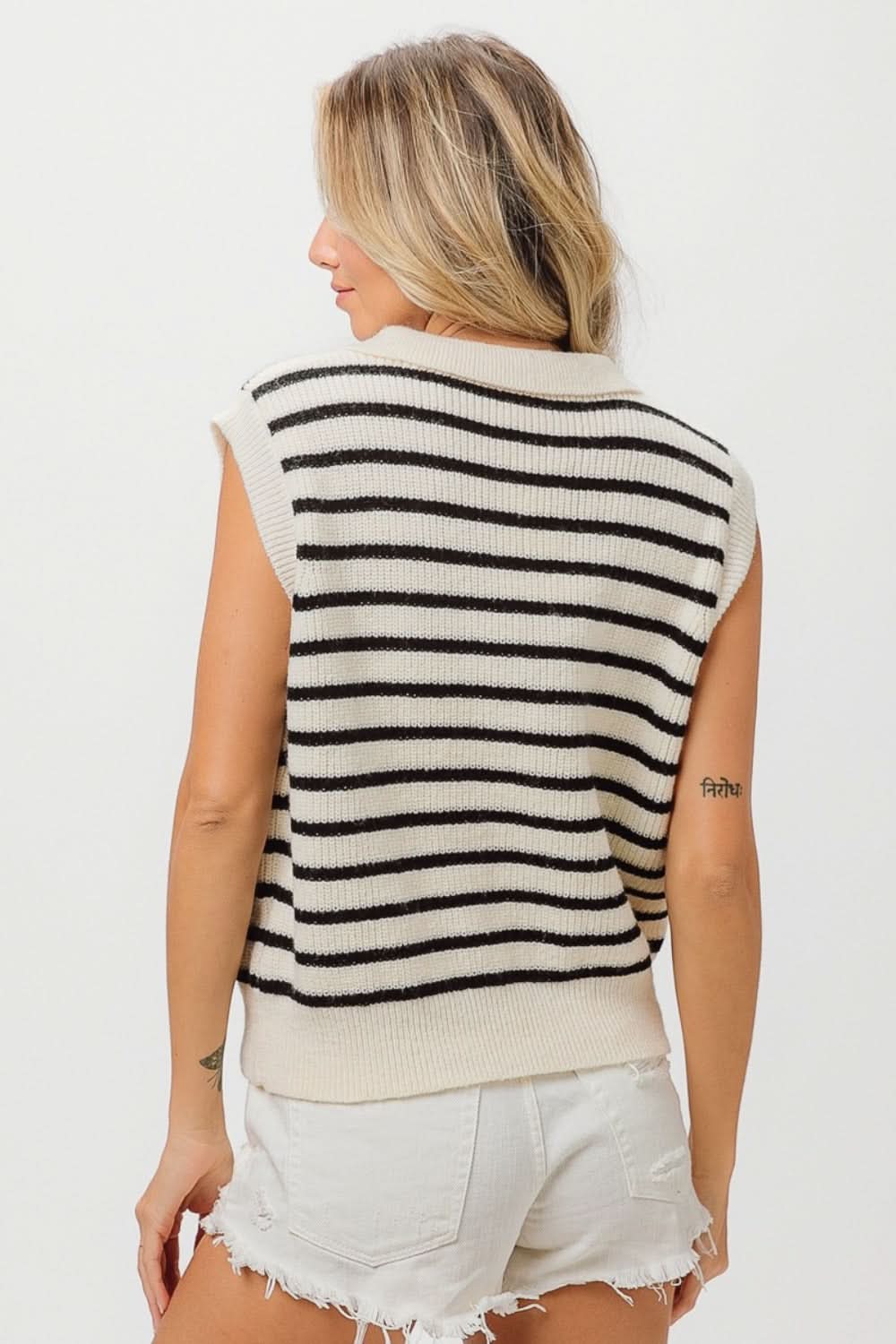 BiBi floral patch striped vest