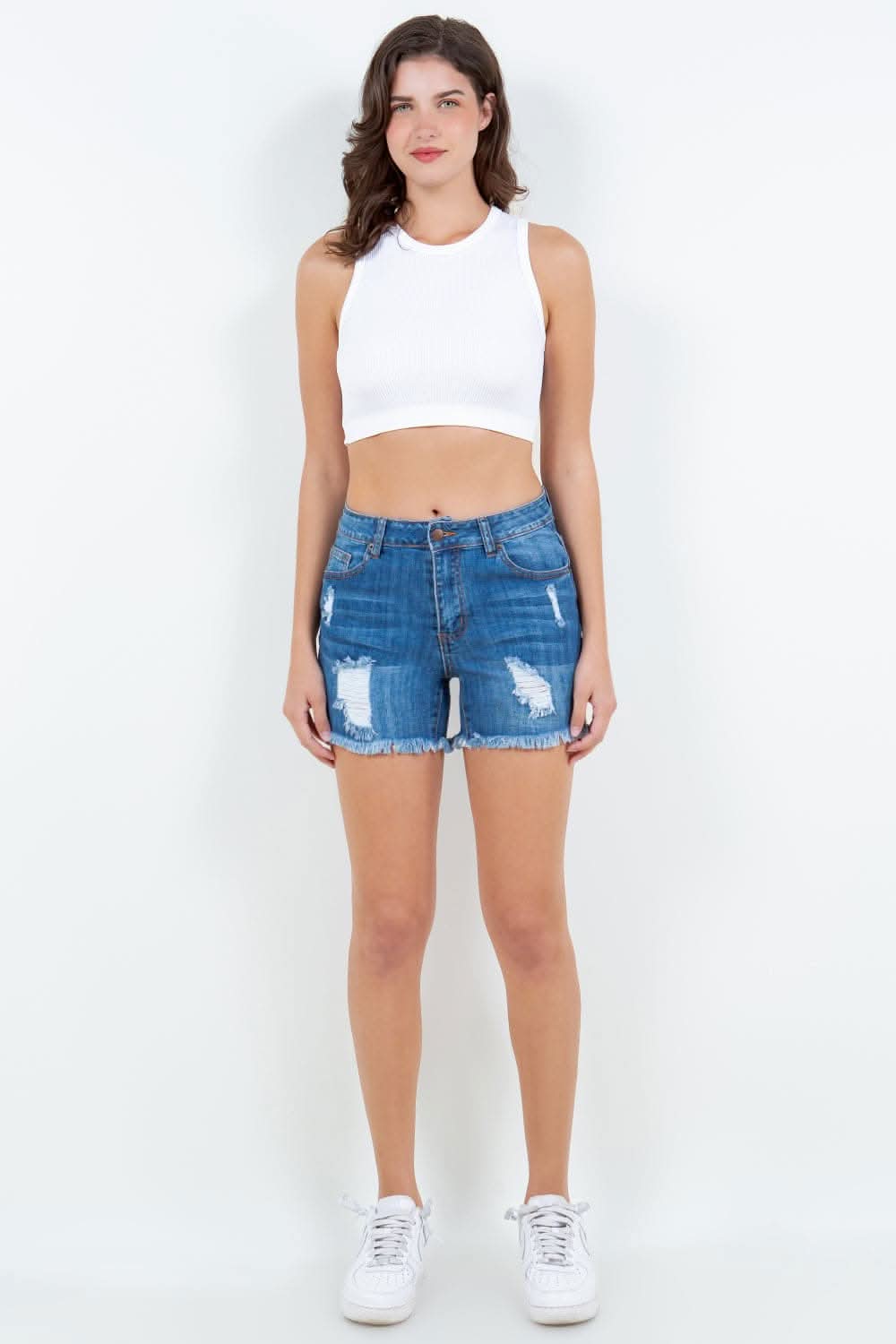 Trendsi American Bazi High Waist Denim Shorts - Women's Fashionable Jean Shorts