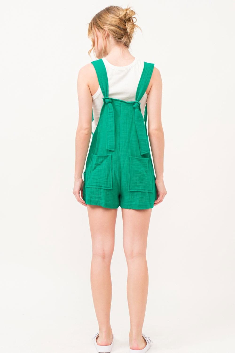Trendsi And The Why Sleeveless Romper - Button Up, Tie Back, Jumpsuits & Rompers