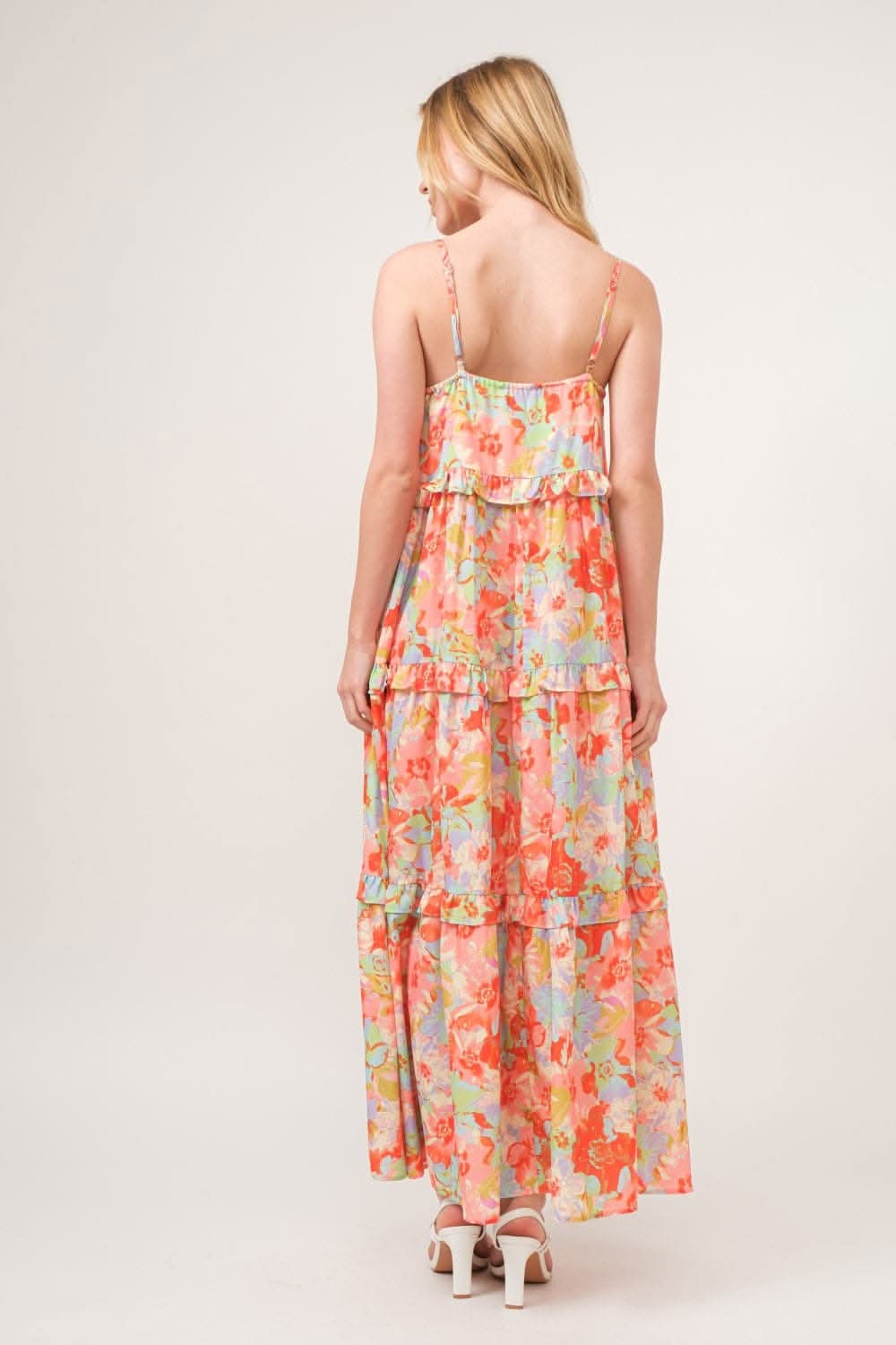 Trendsi Floral Ruffled Tiered Maxi Dress - Adjustable Strap Cami Style