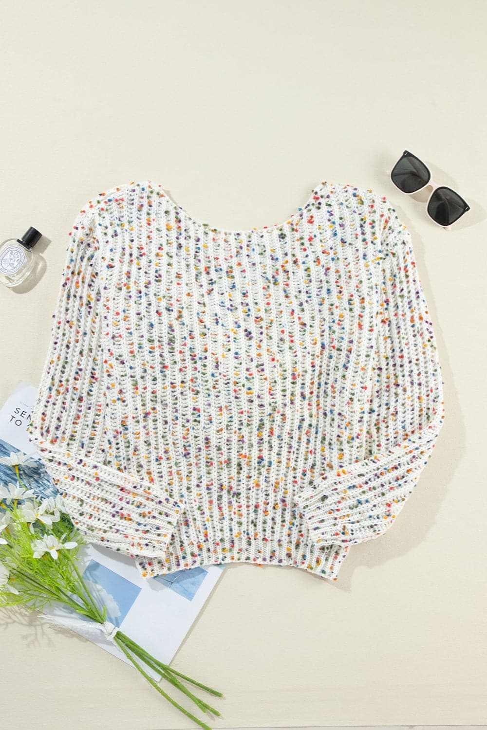 Trendsi Backless Confetti-knit Pullover - Knit Tops