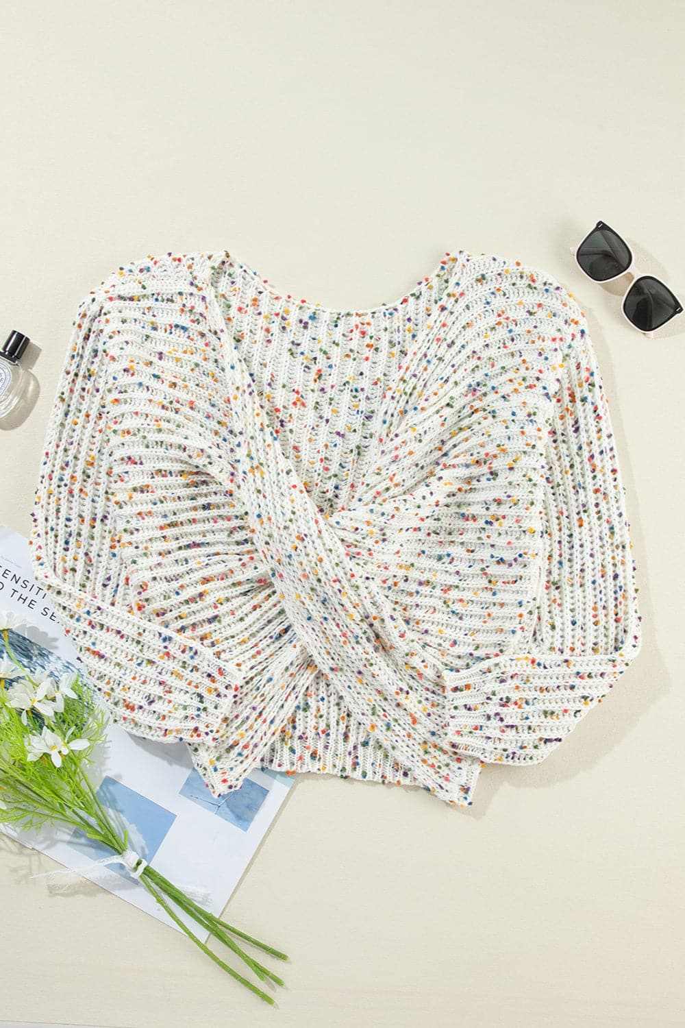Trendsi Backless Confetti-knit Pullover - Knit Tops