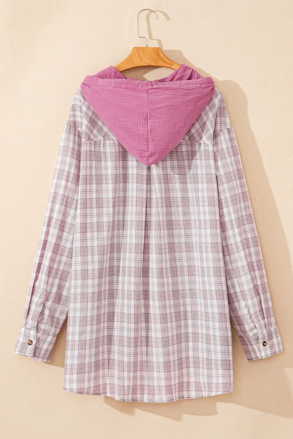 Bonbon plus size plaid hooded shirt