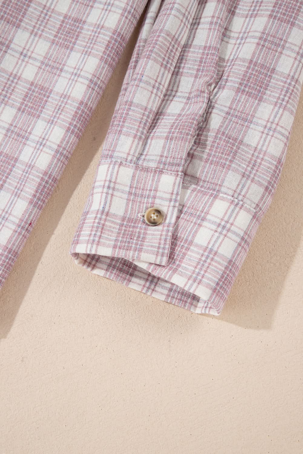 Bonbon plus size plaid hooded shirt