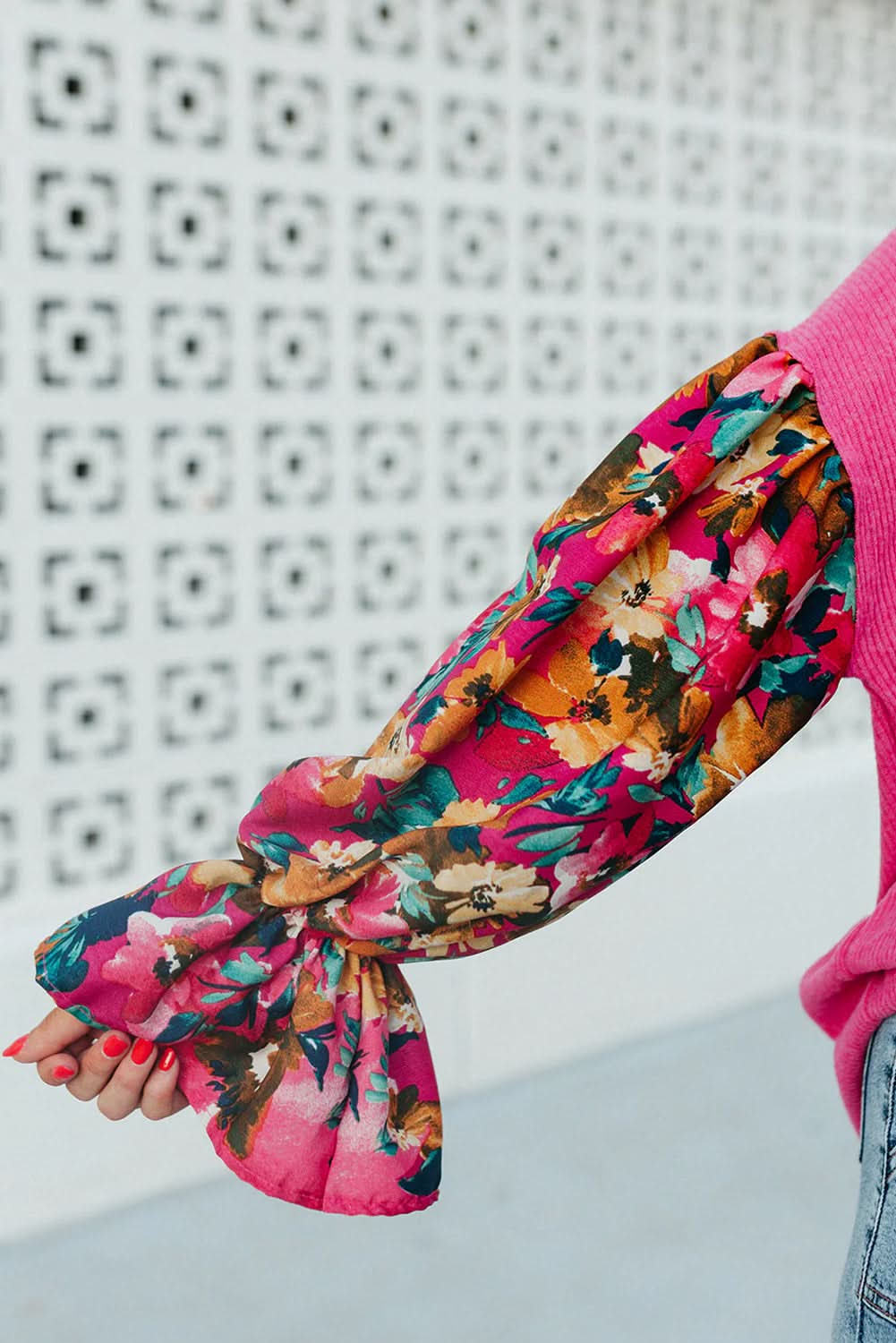 Bright pink plus-size floral top