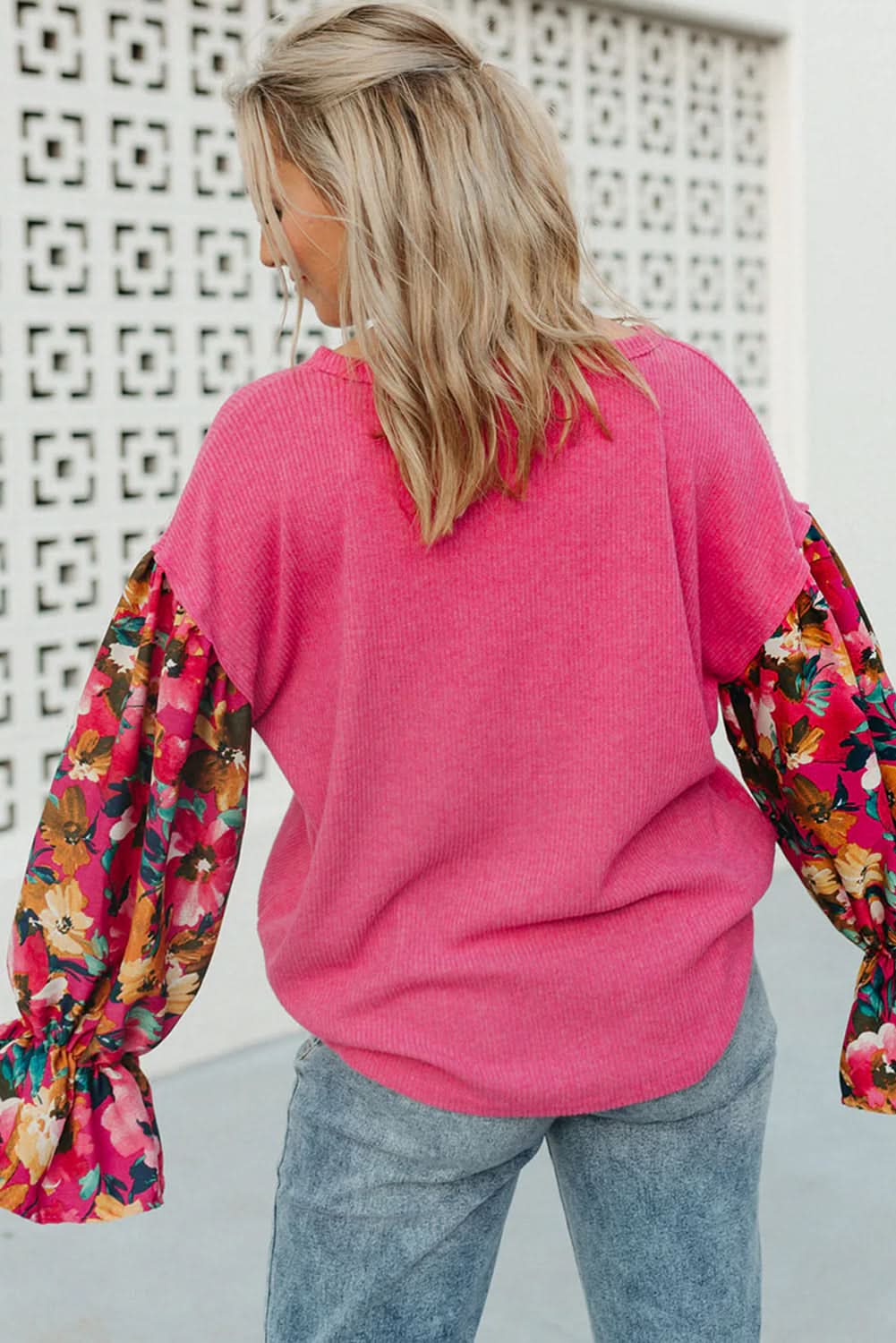 Bright pink plus-size floral top