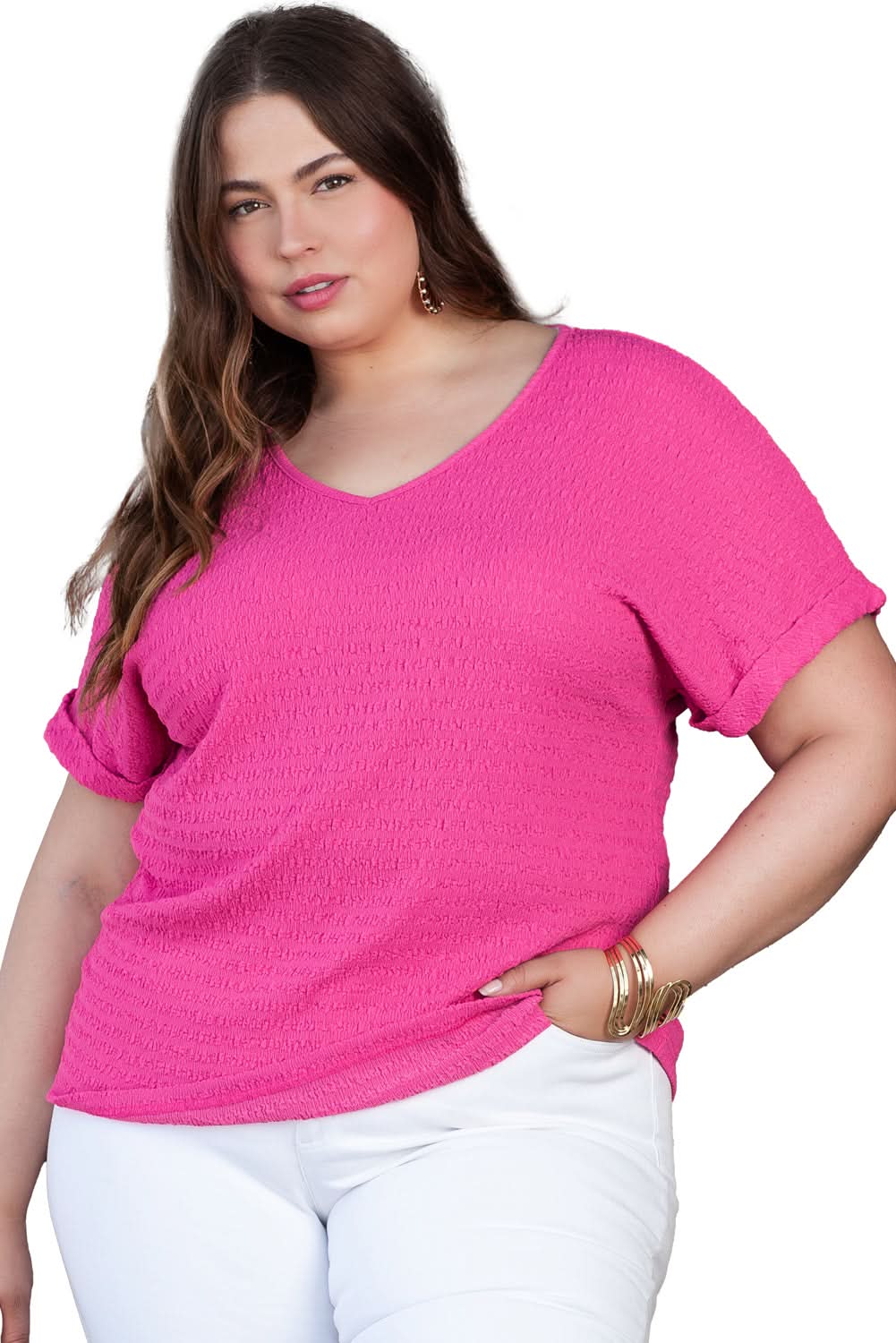 Bright pink plus size tee