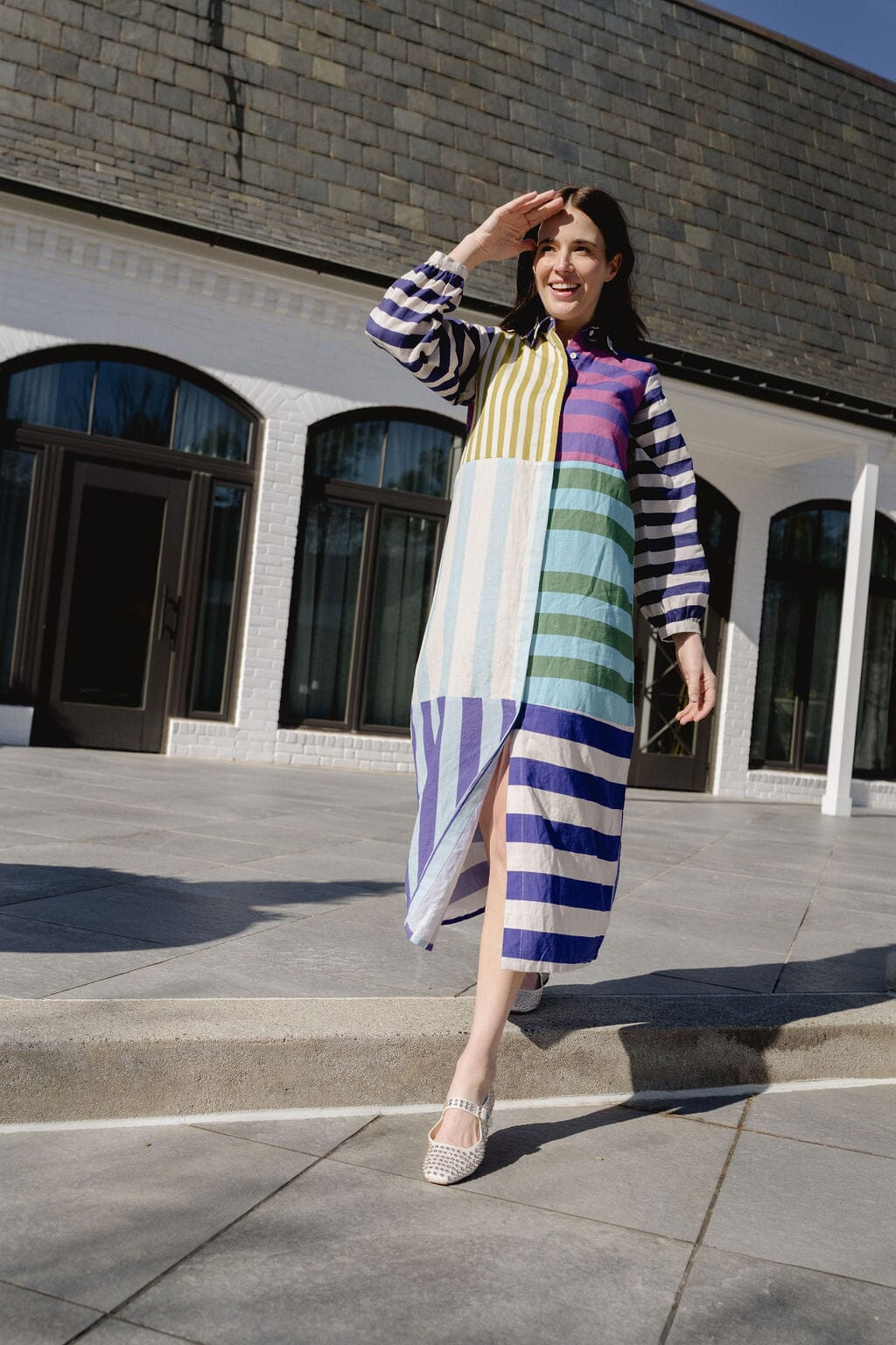 Sienna  Linen Stripe Midi Dress
