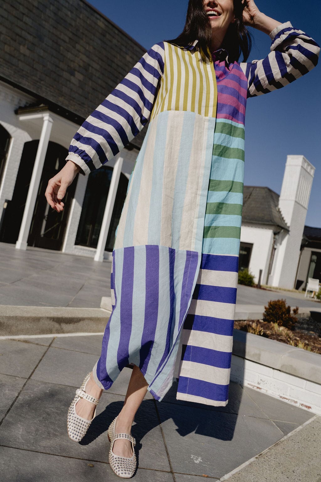Sienna  Linen Stripe Midi Dress