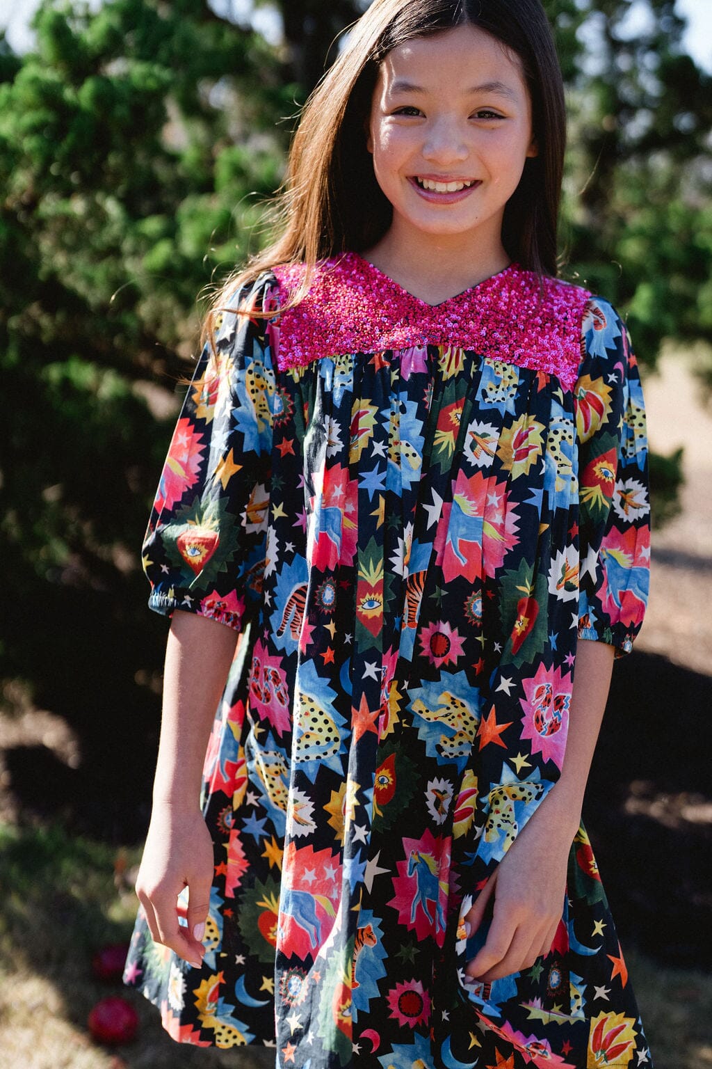 Girls Alice Dress- Black Cosmic - final sale