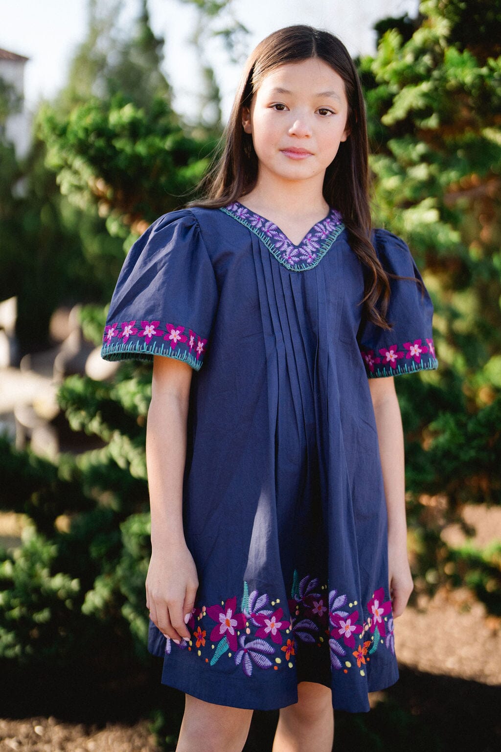 Girls Embroidered Evelyn Dress - final sale