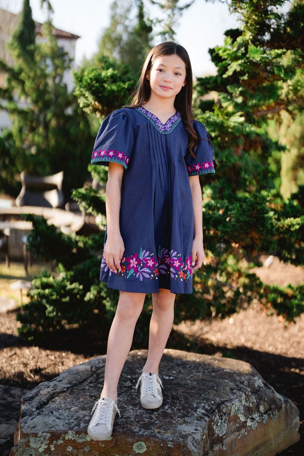 Girls Embroidered Evelyn Dress - final sale