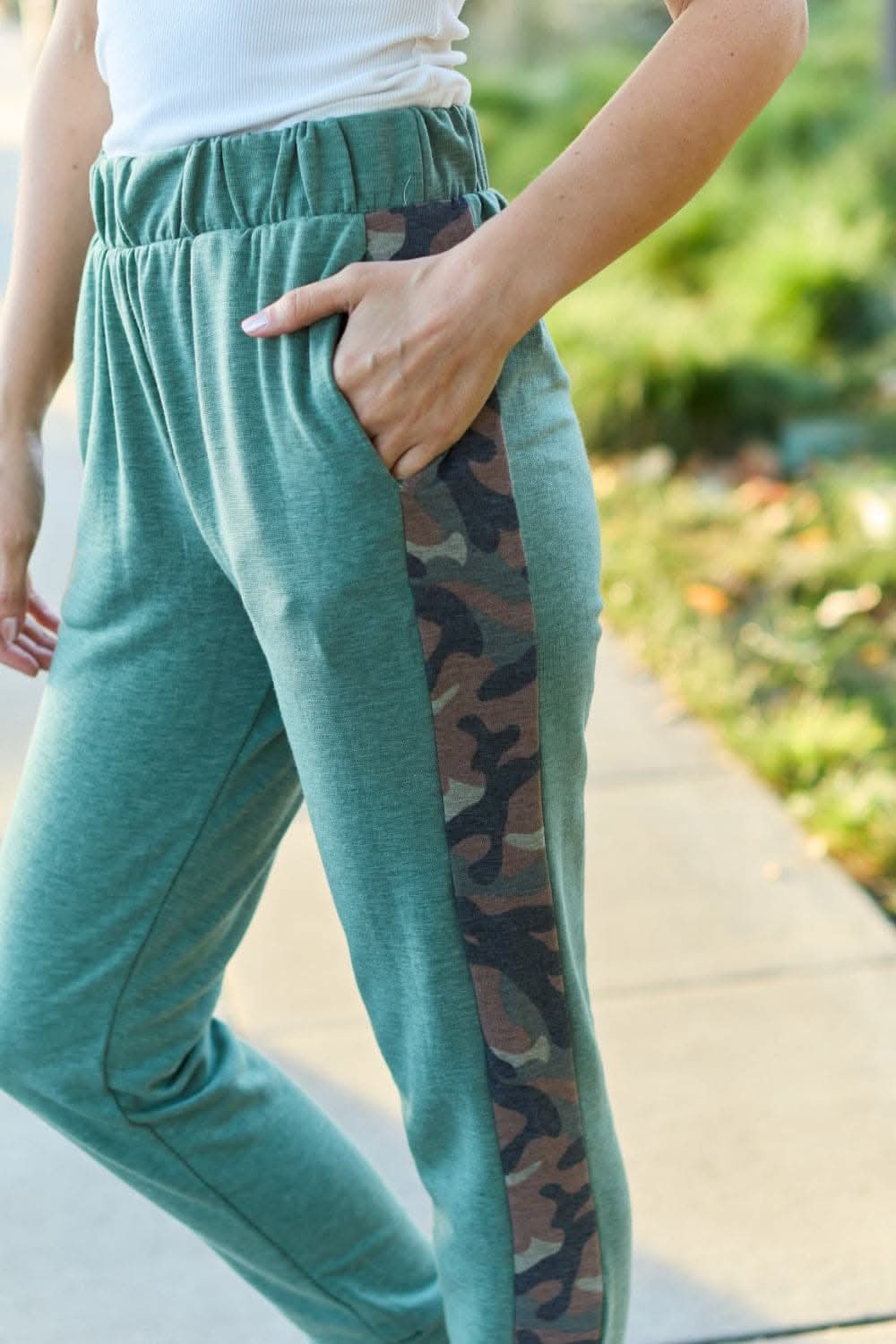 Celeste camo joggers with elastic waist