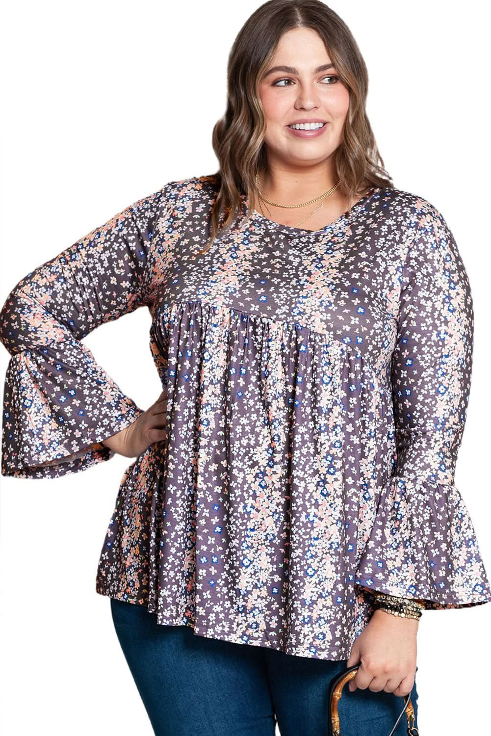 Charming plus size floral babydoll top