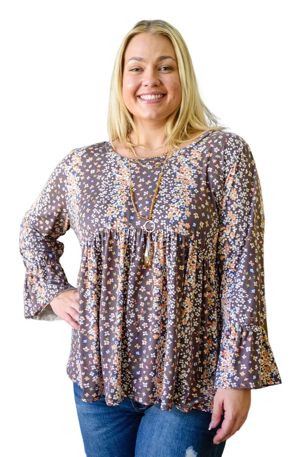 Charming plus size floral babydoll top