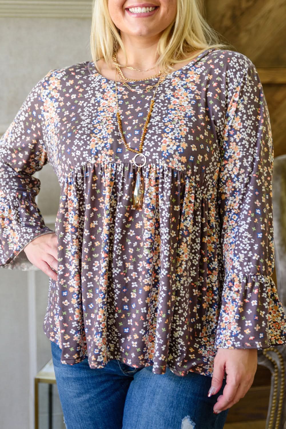 Charming plus size floral babydoll top
