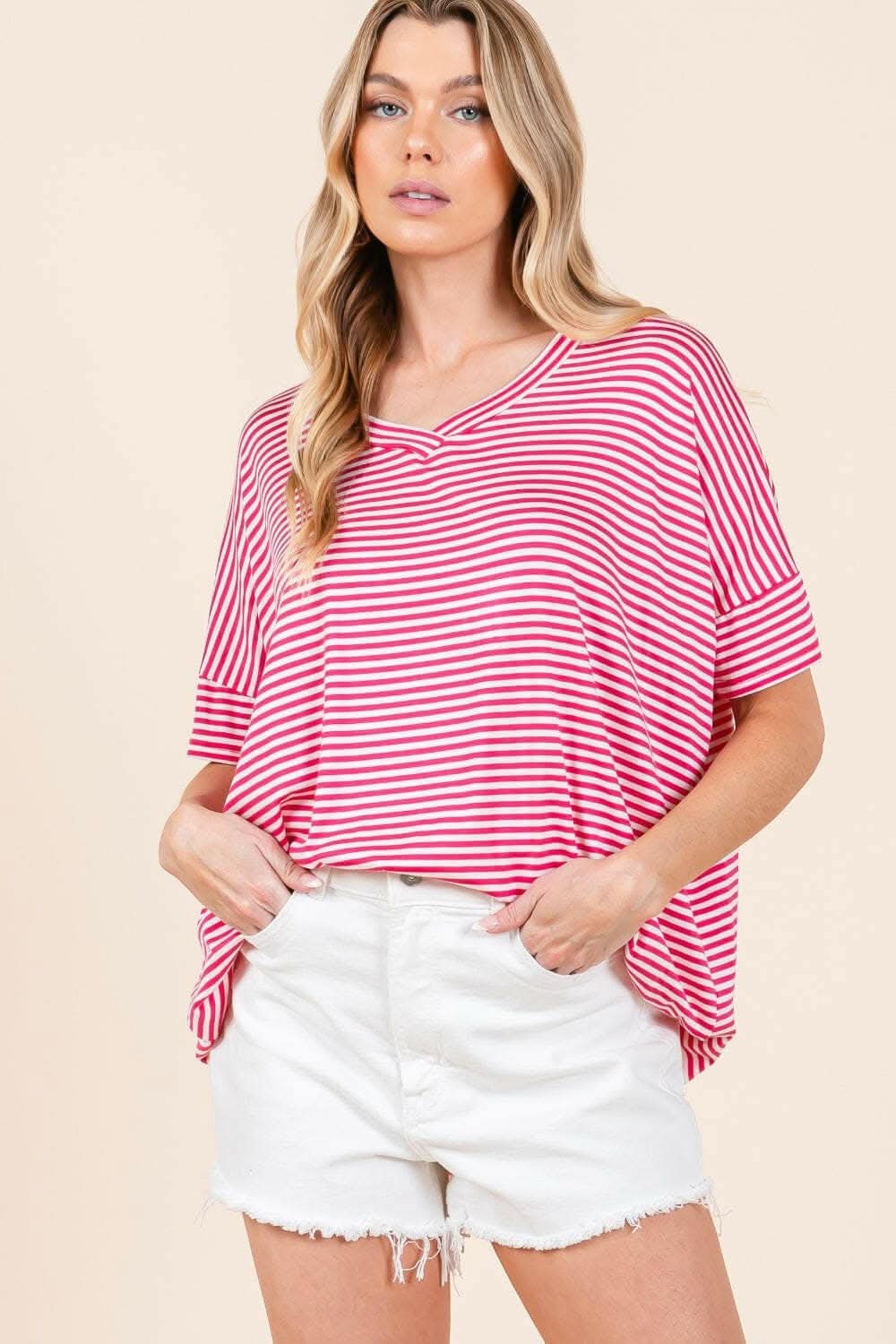 Chic Striped V-Neck Tee for Effortless Style
