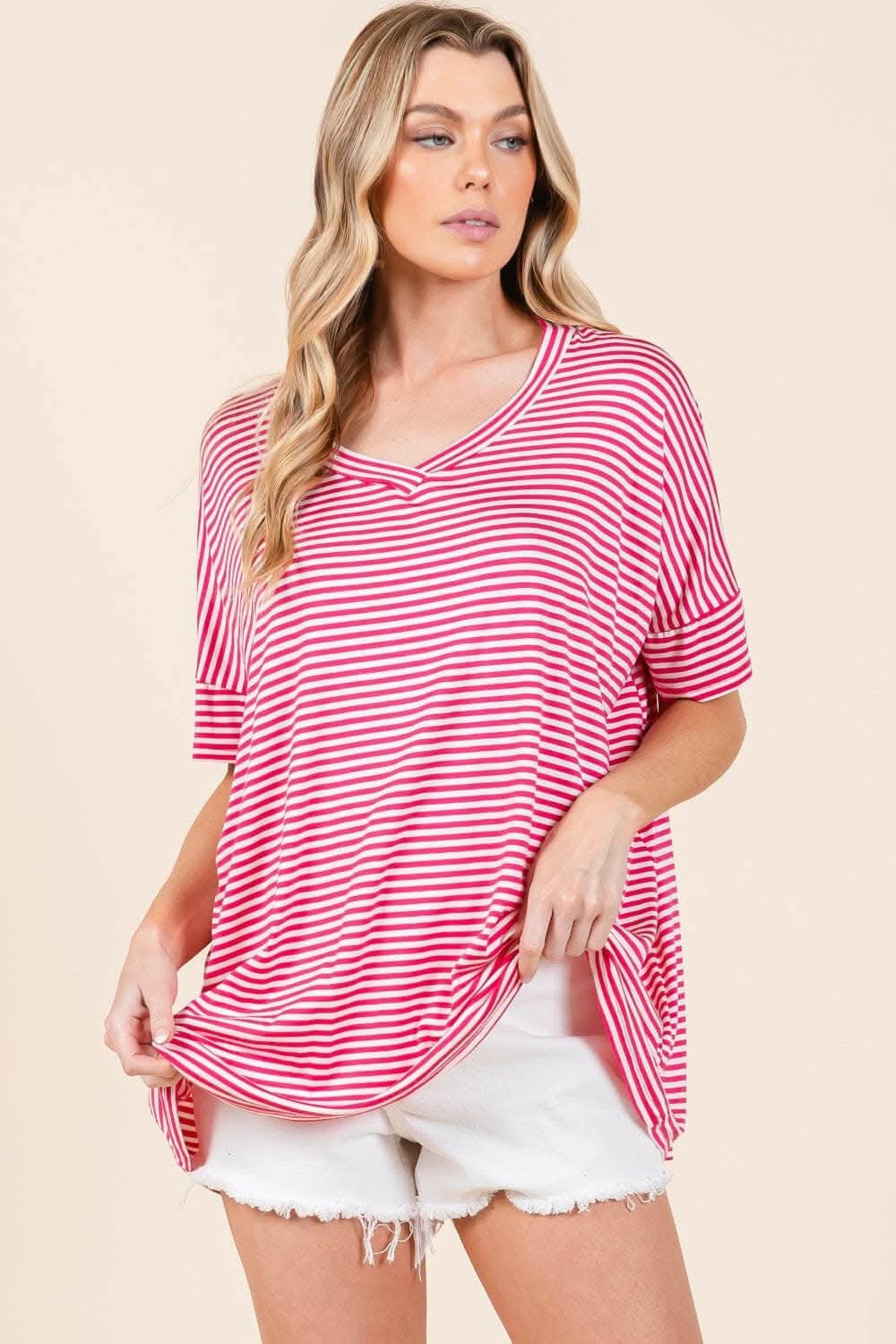 Chic Striped V-Neck Tee for Effortless Style