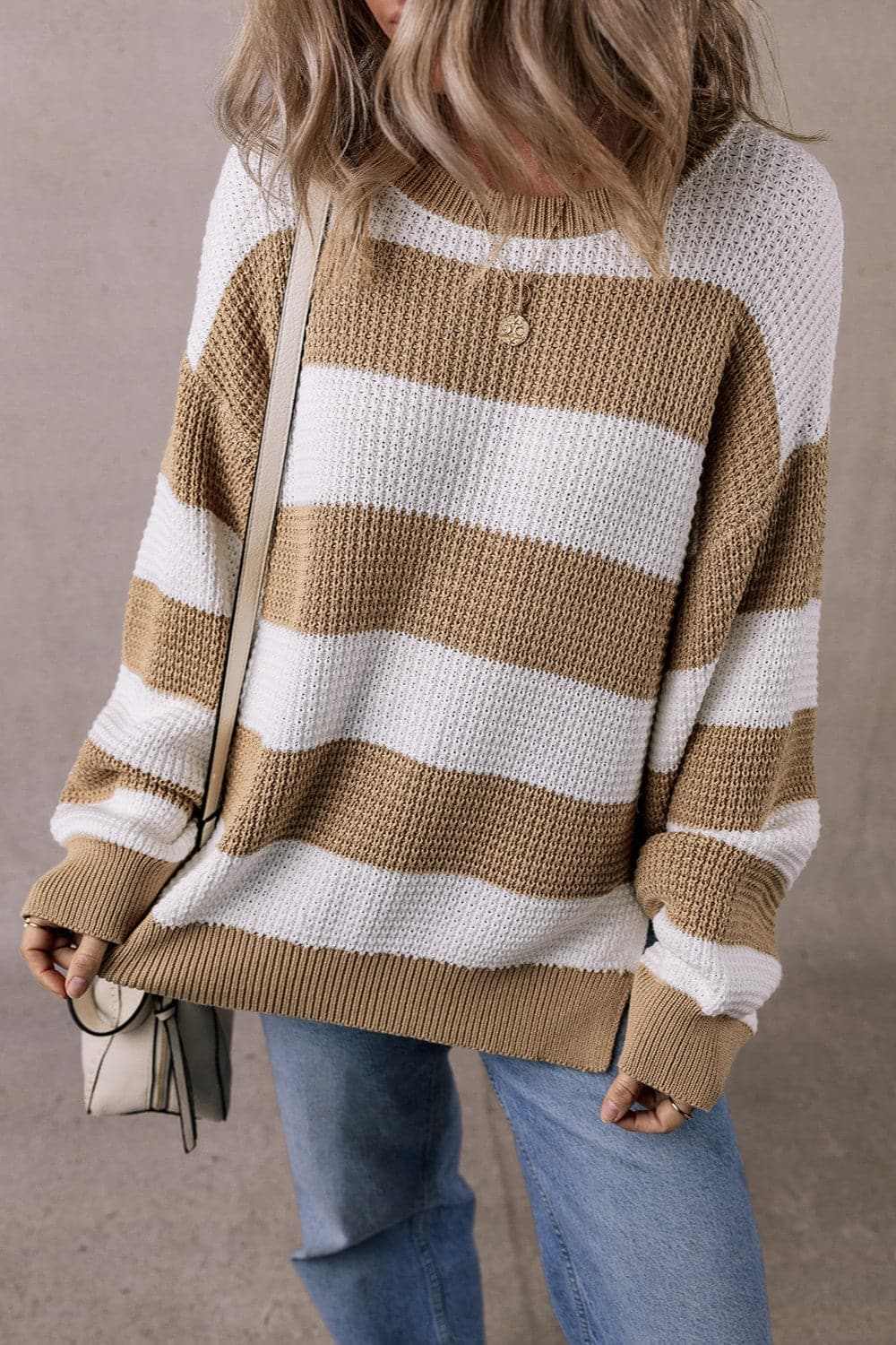 Chic color block knitted sweater