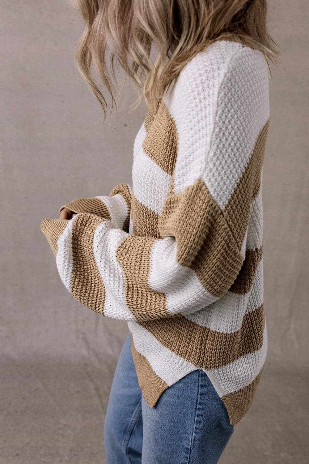 Chic color block knitted sweater