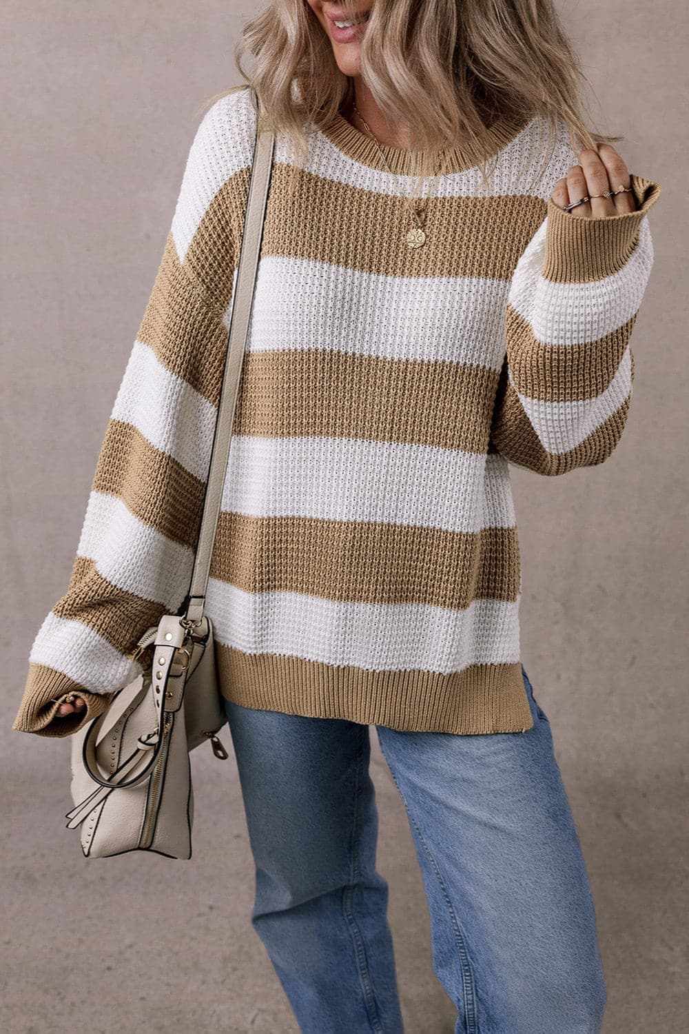 Chic color block knitted sweater