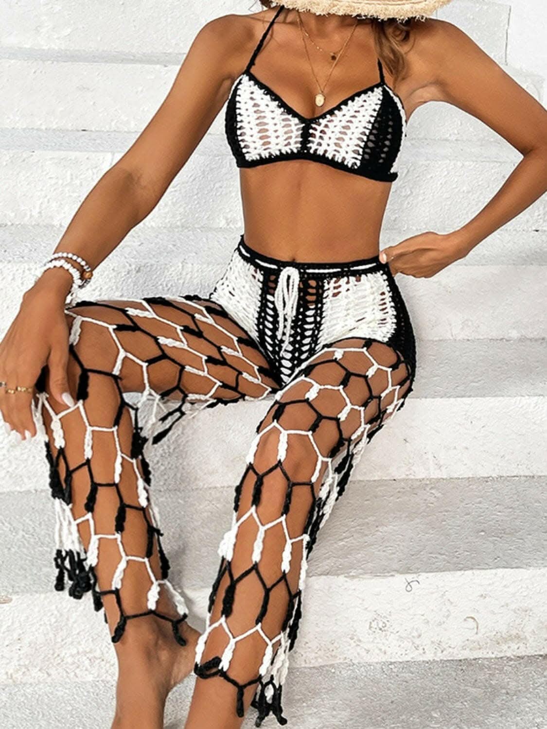 Chic cutout halter swimwear set